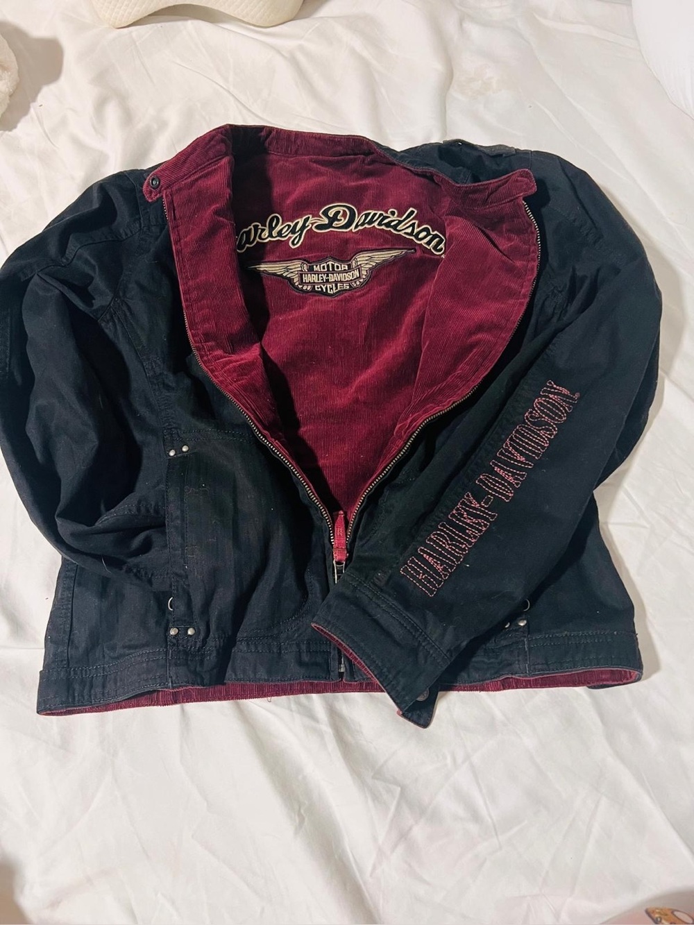 Harley-Davidson Men's Black & Burgundy Jacket

Size M